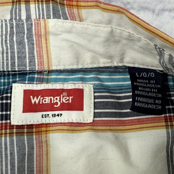 Wrangler Western Mens Shirt Size L Plaid Button Front Cowboy Multicolor Stretch - Picture 3 of 16